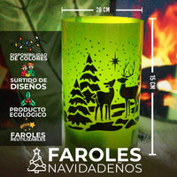 Faroles Navideños (12 UNIDADES, 6 CUADRADOS-6 REDONDOS)+ 1 PAQUETE DE VELAS COMO OBSEQUIO